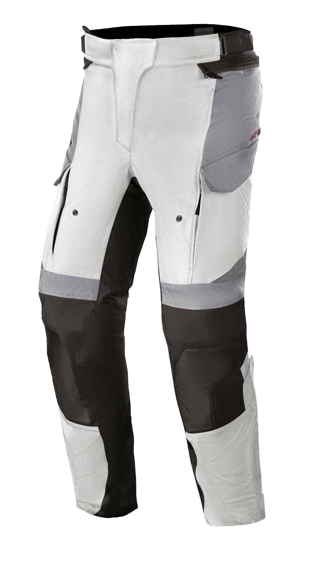Alpinestars Stella Andes V3 Drystar® Pants, Women's Motorcycle Adventure Touring Pants, Ice Gray and Dark Gray, featuring front zippered vents, cargo pockets, and reinforced knees, designed for all-weather touring