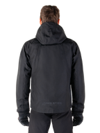 Alpinestars Morush Waterproof Parka, Black Urban Men's Motorcycle Jacket, Rear View with Hood and Reflective MO.ST.EQ. Logo.