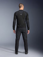 Alpinestars Troop-Air Pro Jacket, Back view, Black, technical motorcycle air jacket featuring large mesh ventilation panels and a white Alpinestars logo, paired with black pants, urban contemporary riding gear