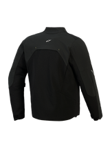 Alpinestars Provoke Jacket, Textile Motorcycle Jacket, Black, rear view showing ripstop softshell panels and small white logo on the upper back, technical urban design for motorcycle commuting