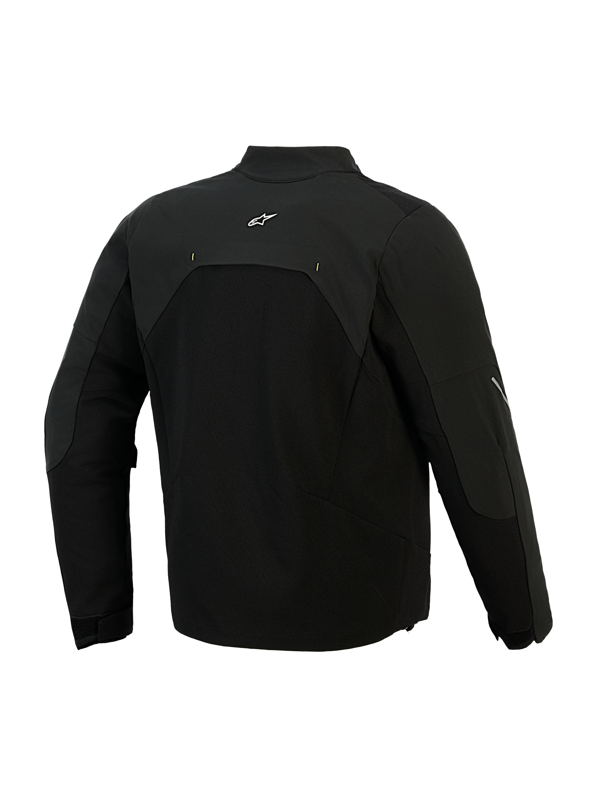 Alpinestars Provoke Jacket, Textile Motorcycle Jacket, Black, rear view showing ripstop softshell panels and small white logo on the upper back, technical urban design for motorcycle commuting