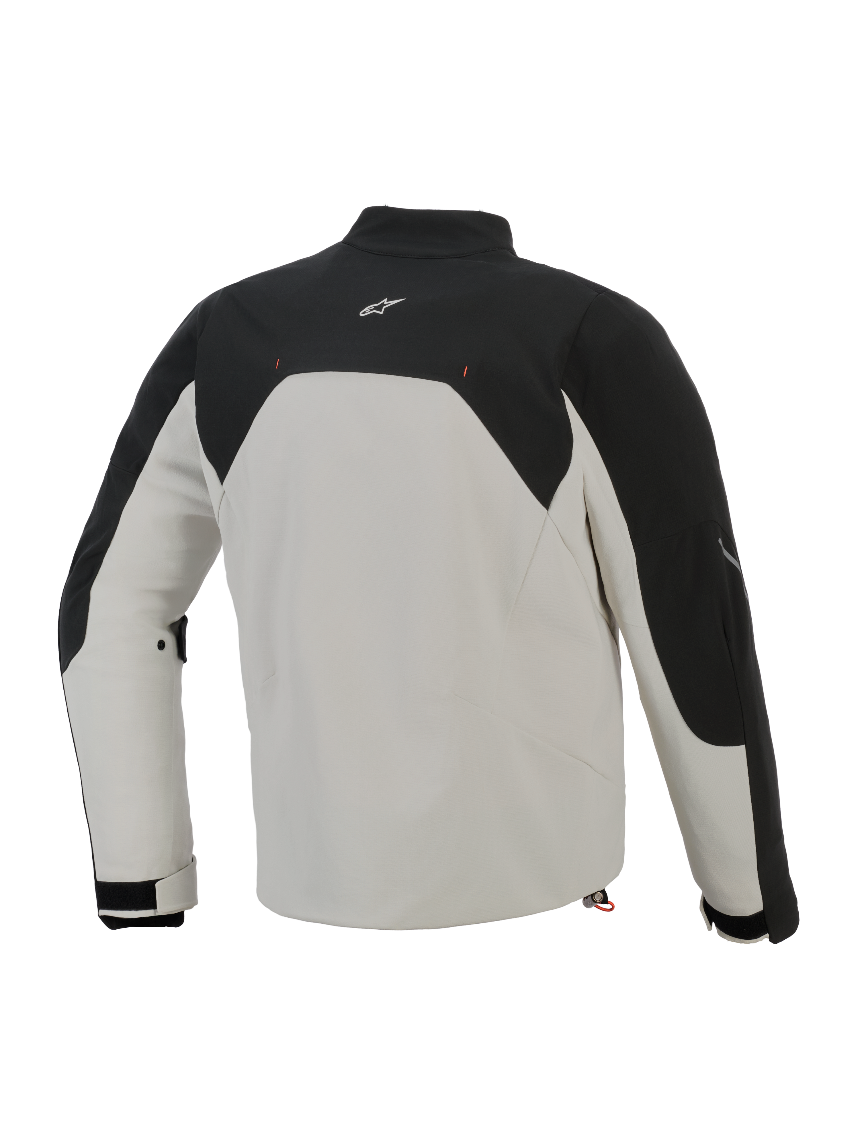 Alpinestars Provoke Jacket, Back View, Black Metal Gray, urban textile motorcycle jacket with black upper panels and a metal gray body, featuring a small white logo on the upper back and ripstop softshell construction