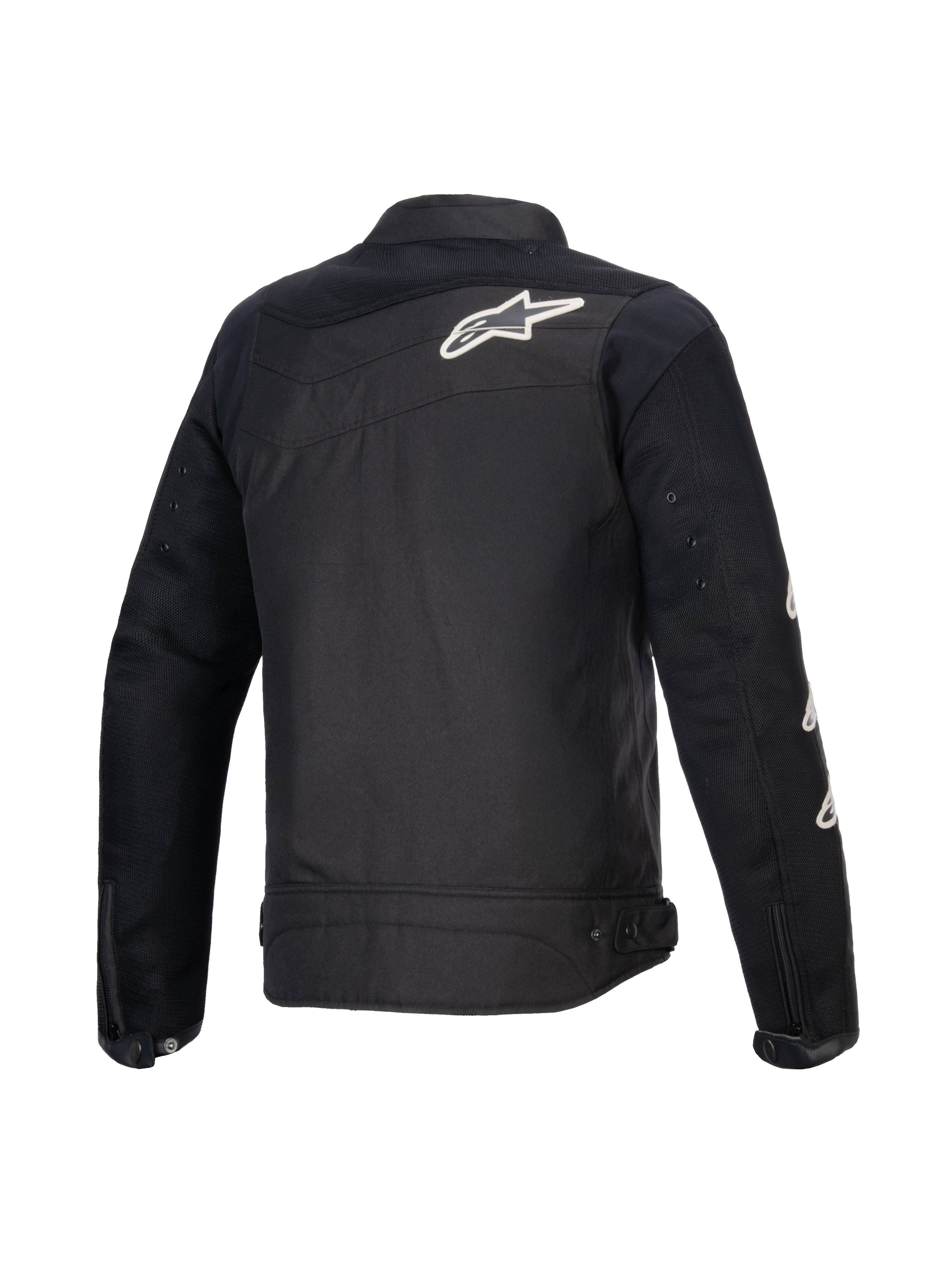 Alpinestars T-Dyno Air Jacket, back view of the men's textile motorcycle riding jacket, Black, featuring 3D mesh panels and CE certification