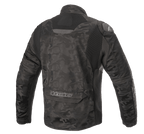Alpinestars T SP-5 Rideknit® Textile Jacket, Motorcycle Jacket, Black Camo, back view featuring knitted stretch panels, camouflage pattern on abrasion-resistant textile, Alpinestars branding on the lower back.