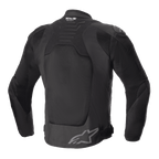 Alpinestars SMX Air Jacket, Black, Back View, featuring large tech mesh panels for ventilation, Tech-Air Ready branding on the upper back, Alpinestars star logo on the lower back, sport-style textile motorcycle jacket.