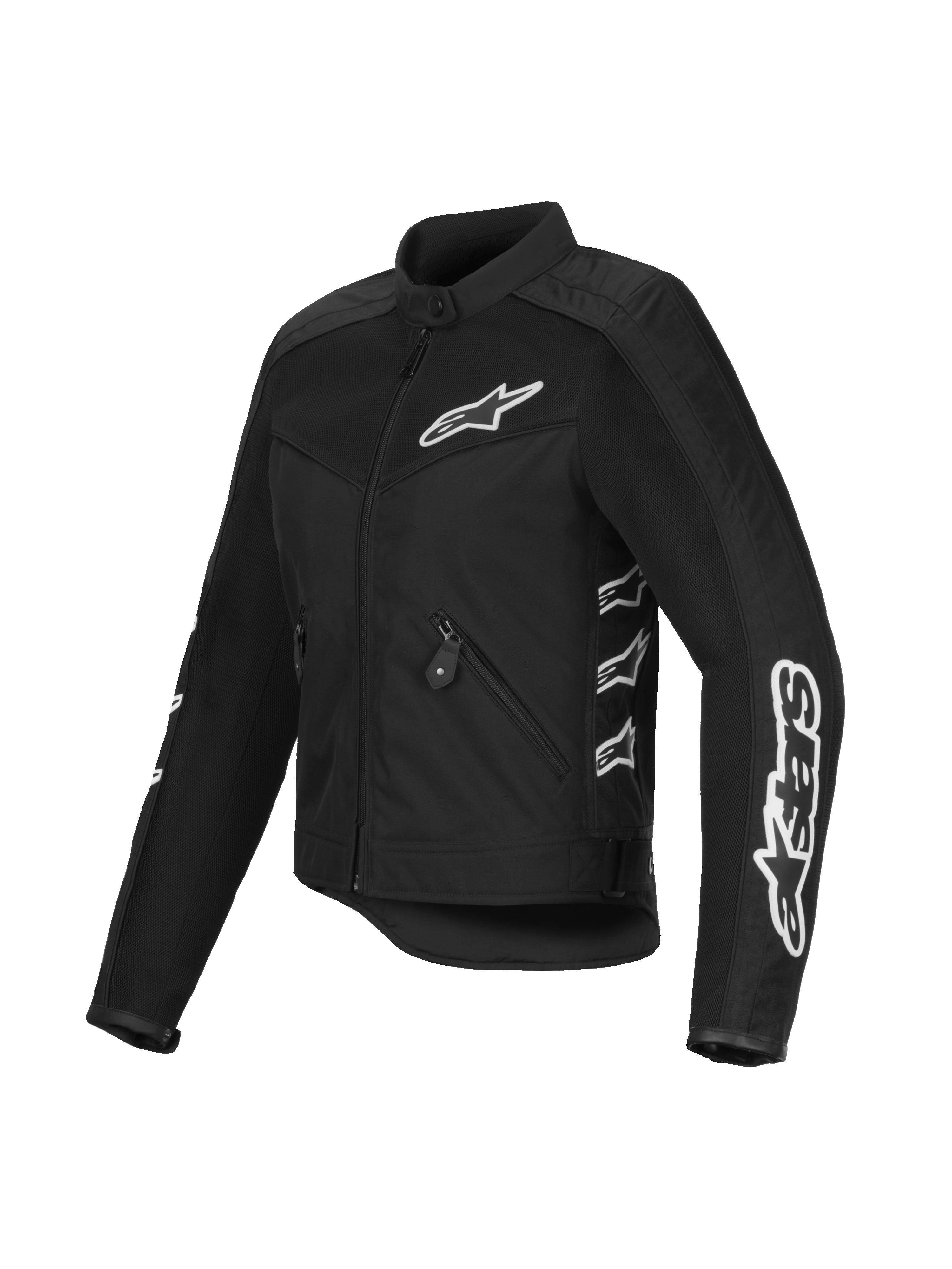 Alpinestars Woman Stella T-Dyno Air Jacket, Black, mesh and textile motorcycle jacket, featuring white Alpinestars logos on the chest and sleeves, 3D mesh panels for airflow, vintage-inspired tailored fit.
