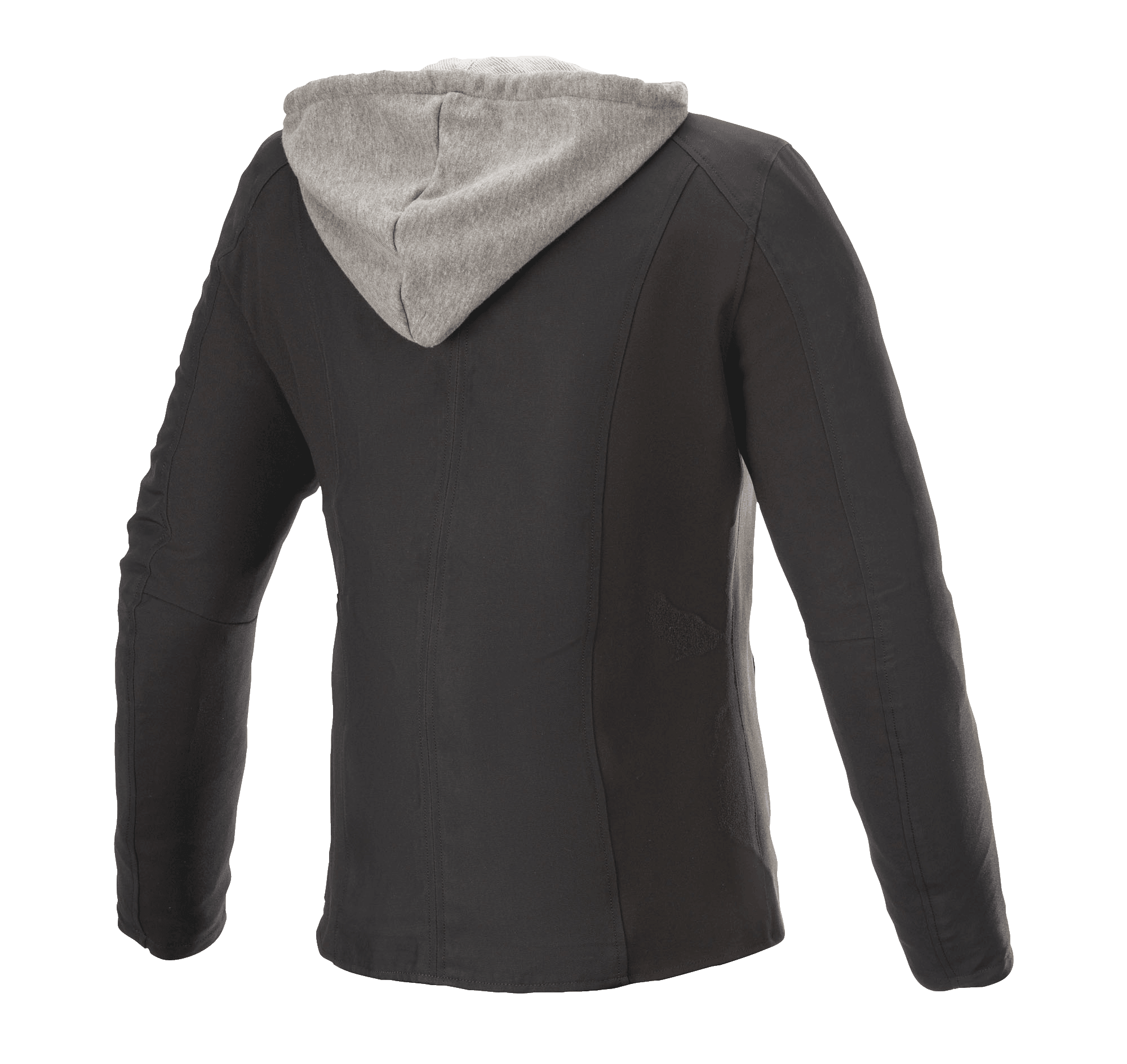 Alpinestars Bond Women's Jacket, Urban Riding Jacket, Black with Grey Fleece Hood, Rear View, Sporty Cut with Waxed Textile Finish