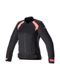 Alpinestars Eloise V2 Women's Air Jacket, black and diva pink textile motorcycle jacket with mesh panels, Tech-Air ready.