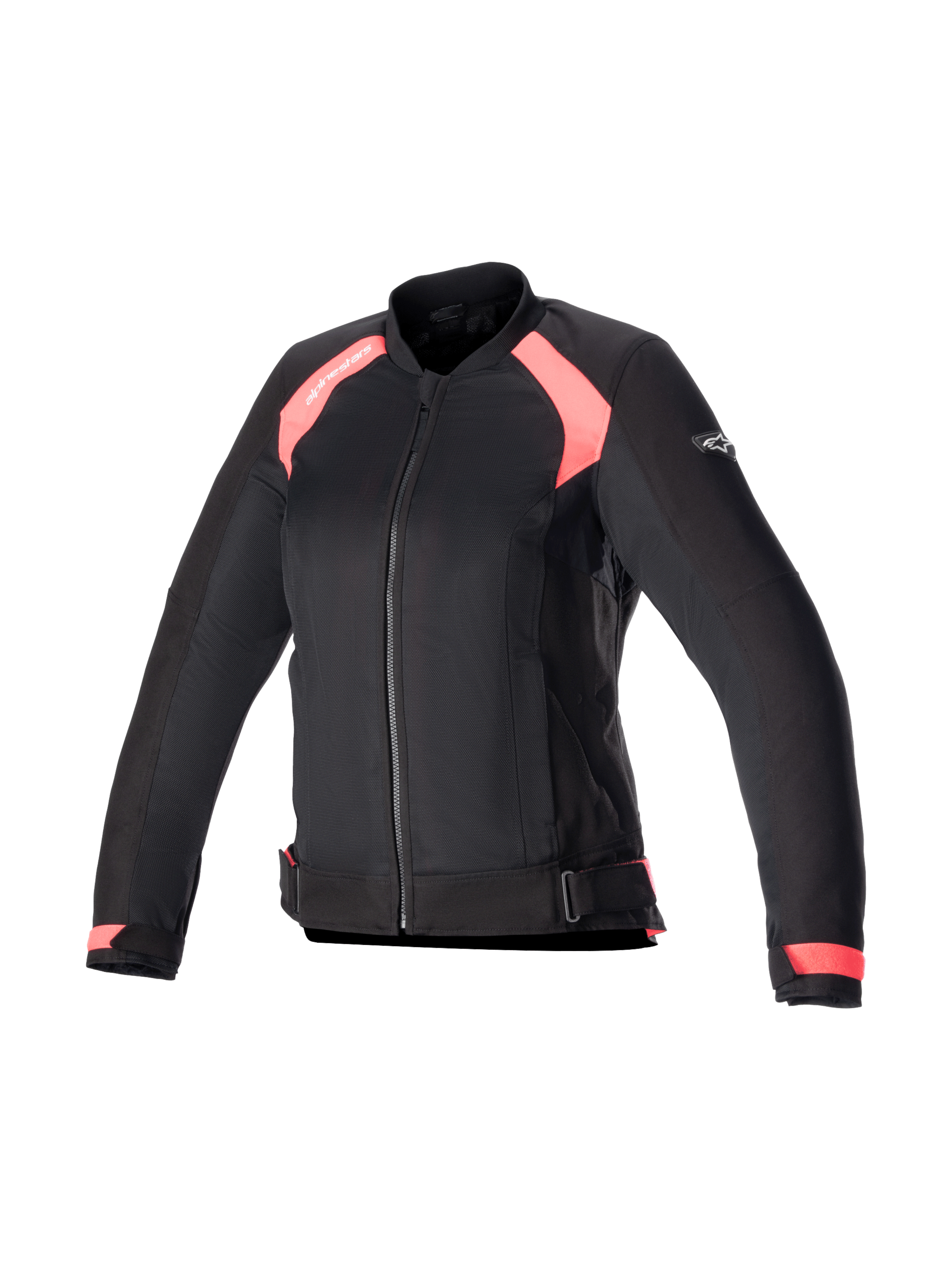 Alpinestars Eloise V2 Women's Air Jacket, black and diva pink textile motorcycle jacket with mesh panels, Tech-Air ready.