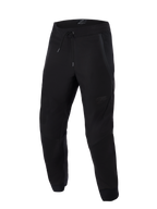 Alpinestars Aeroshell Airflow Pants, Black, lightweight sport and touring motorcycle pants, featuring extensive mesh panels for ventilation, elastic drawstring waistband, pre-curved legs, and subtle tonal logo on the thigh.