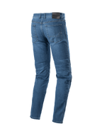 Alpinestars Radon Regular Fit Denim Pants in Rinse Blue, men's urban motorcycle riding jeans with logo-stitched pockets.