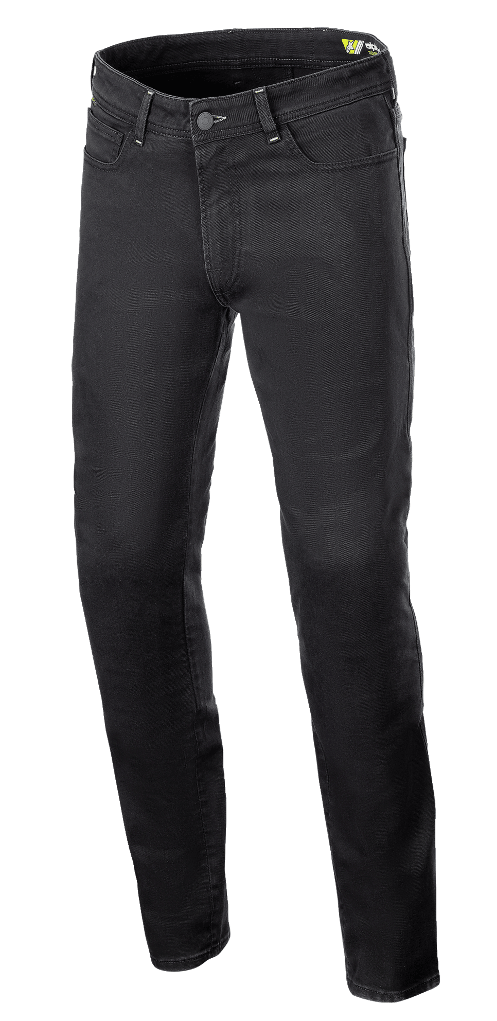Alpinestars Copper V3 Denim Pants, Motorcycle Riding Pants, Black Rinse, regular straight-leg fit, stretch cotton denim with tonal stitching and five-pocket design, protective urban riding gear