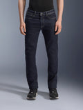 Alpinestars Copper V3 Denim Pants, Men's Urban Motorcycle Riding Jeans, Rinse Blue, stretch cotton denim construction with regular fit and straight leg cut, front view on model.