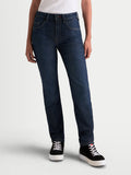 Alpinestars Stella Flex-AST 7 Denim Pants Short, women's urban motorcycle riding jeans, dark blue, AA certified single-layer denim worn by a model
