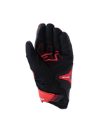 Alpinestars SP-R Pro Gloves, Sport Motorcycle Gloves, Bright Red, Red Fluo and Black, palm view showing reinforced leather palm with red contrast stitching, textile chassis, and adjustable wrist closure.