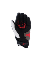Alpinestars SP-R Pro Gloves, Palm View, Walnut Mastic Black colorway, featuring red grip inserts on a black and white base with tan accents, short cuff sport motorcycle gloves with reinforced palm and ergonomic design.