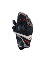 Alpinestars SP-R Pro Gloves, Motorcycle Racing Gloves, Walnut, Mastic, and Black with Red Accents, featuring divided hard knuckle protection, leather and textile construction, performance sport design