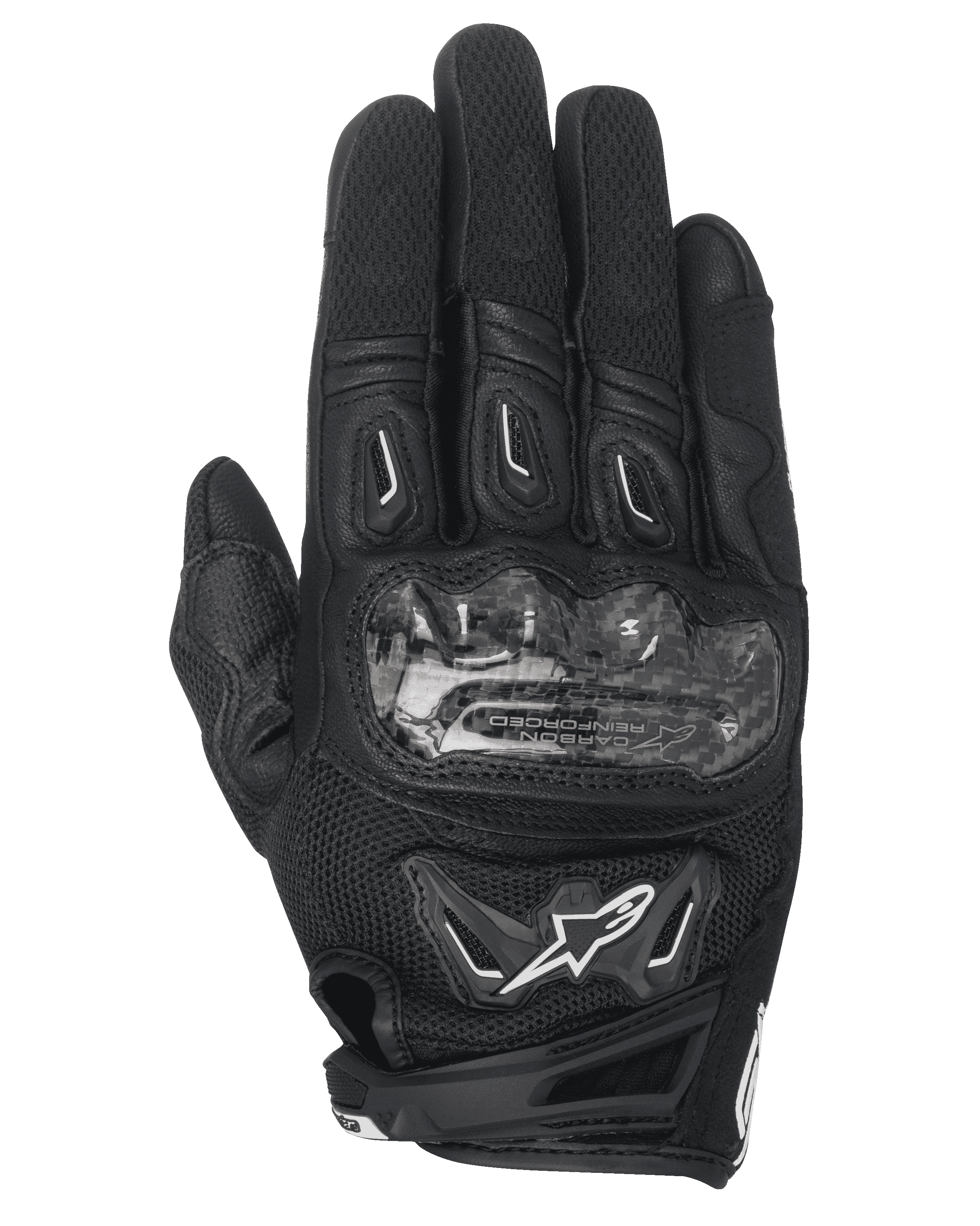 Alpinestars Women's Stella SMX-2 Air Carbon V2 Gloves, Black, Short-Cuff Motorcycle Gloves, Carbon Fiber Knuckle Protection, 3D Mesh Construction, Ventilated Design for Summer Riding