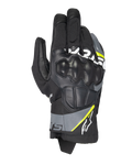Alpinestars Corozal V3 Drystar® Gloves, Adventure Motorcycle Gloves, Black with Deep Gray and Yellow Fluo accents, leather and textile construction with molded knuckle protection, short cuff design, waterproof and breathable for all-weather riding
