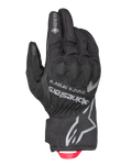 Alpinestars Crestone GORE-TEX Insulated Gloves, Black Motorcycle Touring Gloves, Waterproof and Breathable textile backhand, integrated knuckle protection, silver Alpinestars logo and coordinates, red webbing pull loop
