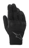 Alpinestars S-Max Drystar Gloves, Motorcycle Sport Gloves, Black Anthracite, featuring covered hard knuckle protection and padded fingers, textured mesh and leather construction, short cuff design with Alpinestars logo, waterproof and breathable for road riding
