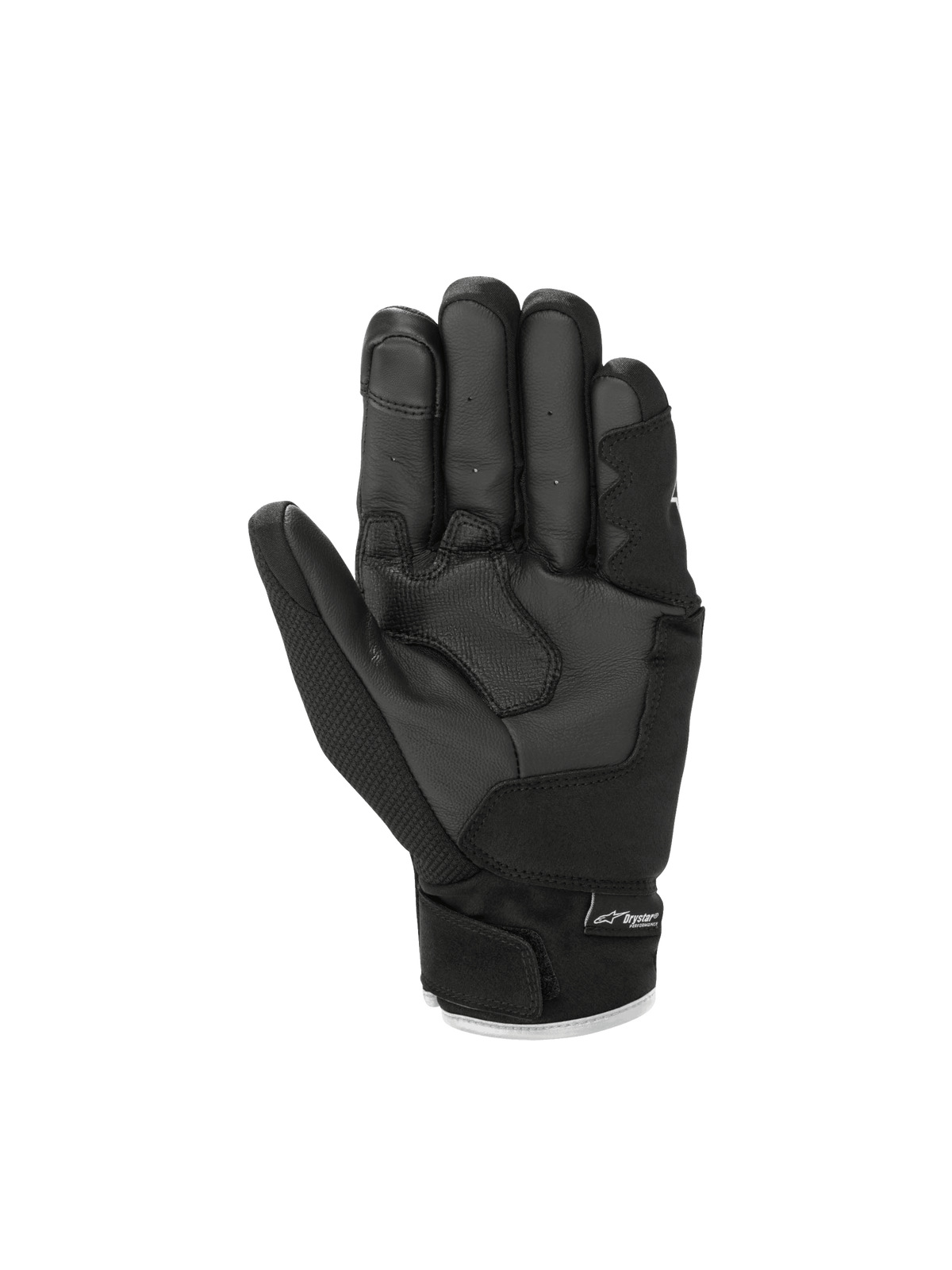 Alpinestars S-Max Drystar® Gloves in black, waterproof road motorcycle sport gloves with leather palm and short cuff.