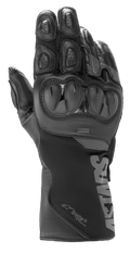 Alpinestars SP-365 Drystar® Gloves, Motorcycle Gloves, Black Anthracite, waterproof leather and softshell construction, featuring hard SP knuckle protection, ventilated finger pads, and long cuff with Astars branding
