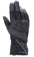 Alpinestars Women Stella Andes V3 Drystar Gloves, Black Anthracite, backhand view showing integrated knuckle armor, reflective ripstop panels, Alpinestars logo and Drystar Performance branding on the cuff, adventure touring motorcycle gear