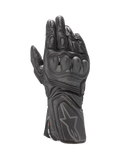 Alpinestars SP-8 V3 Men's Black Leather Motorcycle Racing Gloves, featuring dual density knuckle protection.