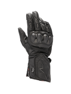 Alpinestars SP-8 HDry® Gloves, waterproof black leather motorcycle racing gloves with dual-density knuckle protection.