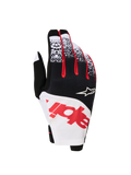 Alpinestars Techstar Gloves 2027, Men's motocross gloves in black, white, and red fluo featuring a stretch micro ripstop.