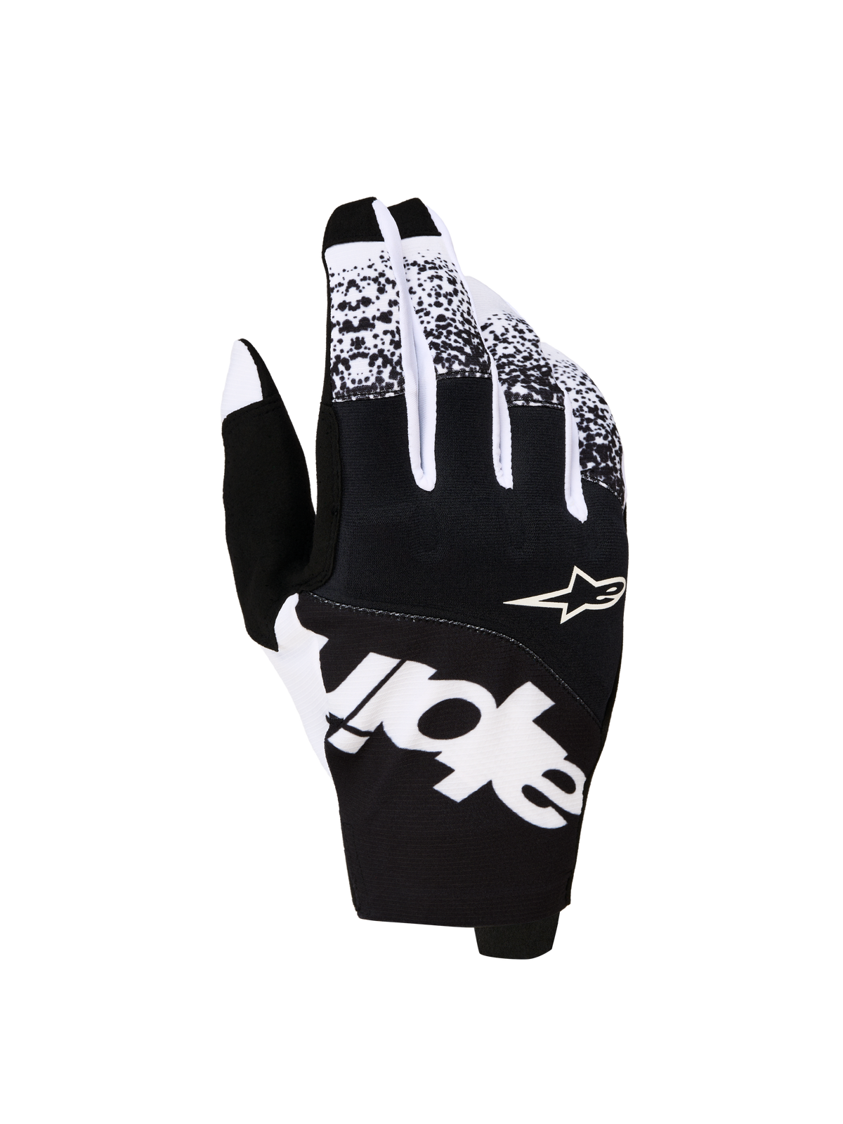 Alpinestars Techstar Gloves 2027, Men's Motocross Racing Gloves, Black and White with bold graphics and textile chassis.
