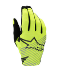 Alpinestars 2025 Radar Pro Gloves, Motocross Gloves, Yellow Fluo and Black, single-layer breathable mesh backhand, black star logo with diagonal gray stripes, high-performance gear for off-road racing
