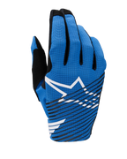 Alpinestars 2025 Radar Pro Gloves, Motocross Gloves, Blue with white Astar logo and diagonal black stripes, lightweight breathable mesh design for off-road performance