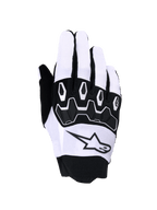 Alpinestars Full Bore V2 Gloves, Motocross Gloves, Light Gray and Black, featuring black segmented TPR knuckle protection, breathable textile upper with a star logo, and a neoprene cuff, designed for off-road performance
