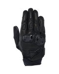 Alpinestars SP X 7 Gloves, short-cuff motorcycle road gloves, Black, featuring perforated leather for airflow, double-density TPU knuckle protection, Alpinestars star logo on the wrist, and ergonomic finger sliders