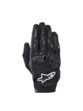 Alpinestars SP X 7 Gloves, Men's black and white short motorcycle gloves, perforated leather with CE knuckle protection.