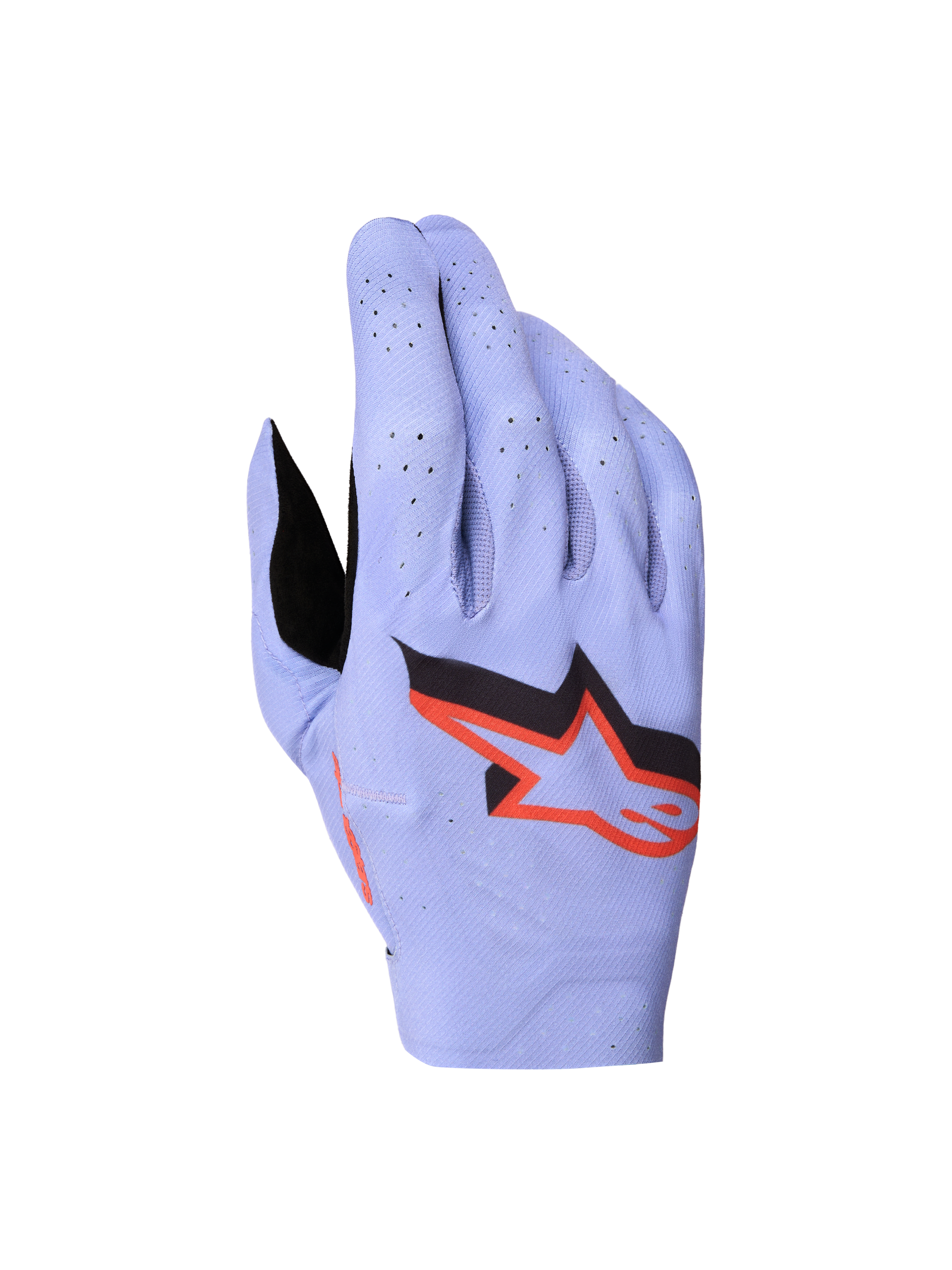 Alpinestars Supertech MX Gloves, Men's Light Violet and Black motocross racing gloves with perforated stretch textile.