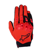 Alpinestars 2025 SP X 3 Gloves, Motorcycle Racing Gloves, Bright Red and Black, featuring TPU double-density knuckle protection and finger sliders, top view showing stretch mesh construction and black star logo