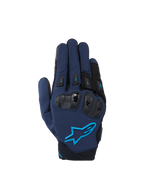 Alpinestars SP X 3 Gloves, Men's Motorcycle Sport Gloves in Dark Blue and Blithe Blue with TPU knuckle protection.