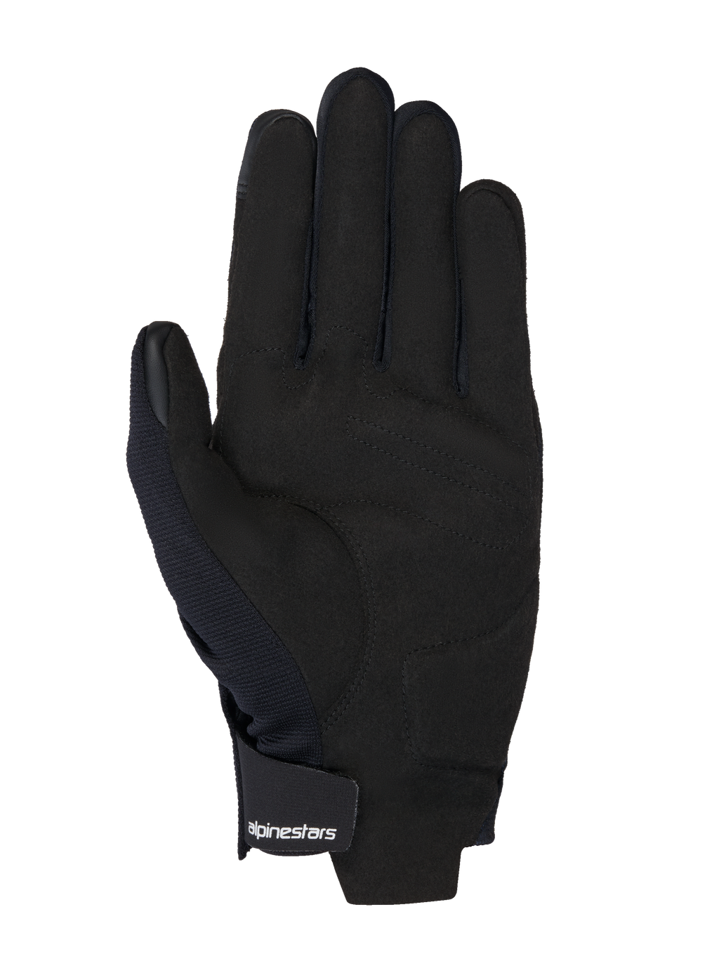 Alpinestars MM93 Reef V2 Gloves, Black Synthetic Suede Palm View, Padded Palm Reinforcement, Touchscreen Compatible Fingertips, Hook-and-Loop Wrist Strap with White Logo