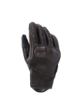 Alpinestars Mustang V3 Leather Gloves, Urban Motorcycle Gloves, Dark Brown and Black, featuring laser-perforated goat leather construction, integrated knuckle protection, and embossed logo, short cuff design