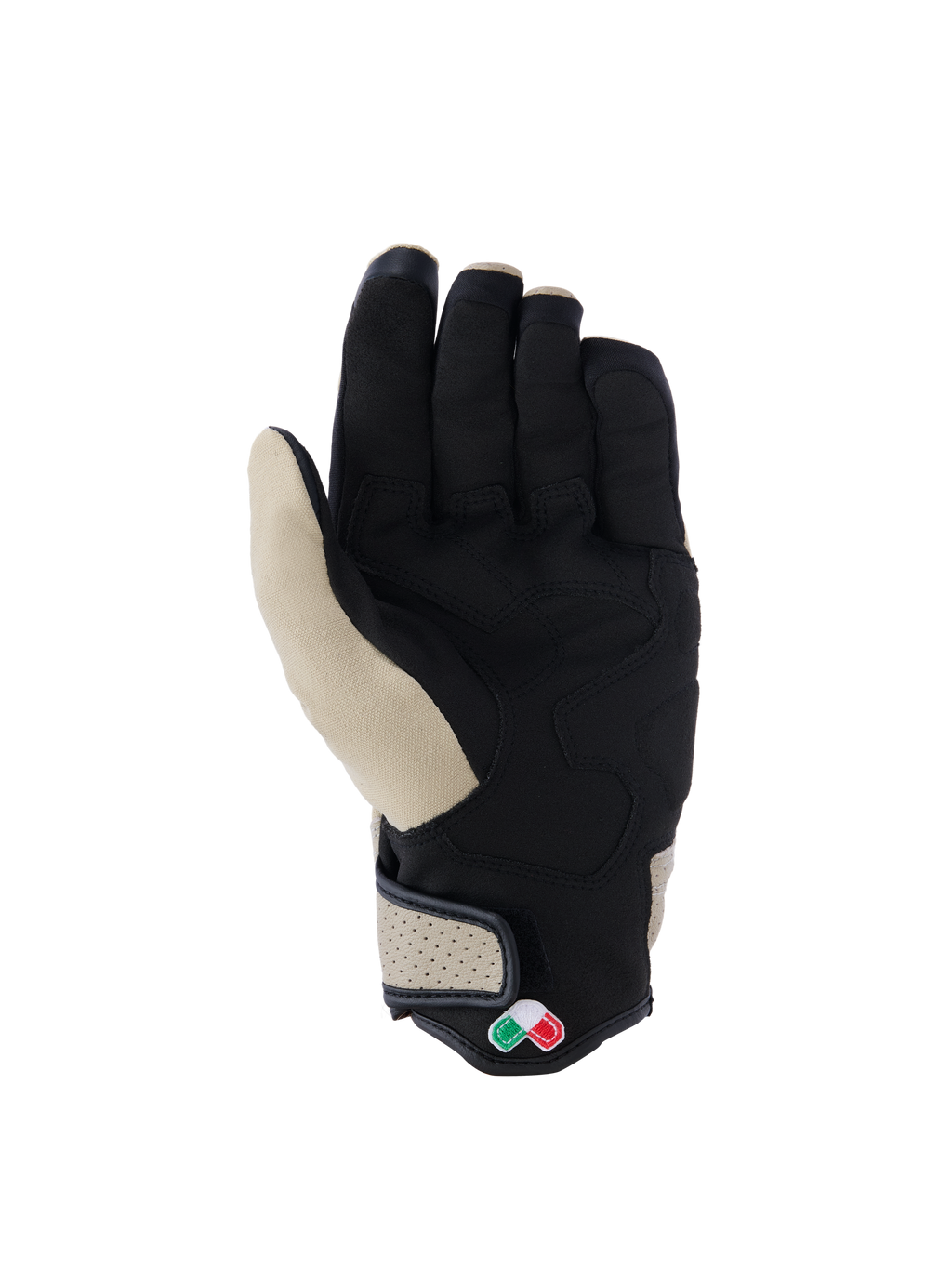 Alpinestars Tracker Gloves, Urban Motorcycle Gloves, Aluminum and Black, palm view featuring synthetic suede construction with padded reinforcements, perforated leather cuff, and short cuff design.