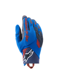 Alpinestars Durack Gloves, Adventure Motorcycle Gloves, Royal Blue and Deep Gray, textile backhand with TPR knuckle protection, red Alpinestars logo on index finger, white star logo on wrist, lightweight summer dual sport protection