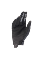 Alpinestars 2025 Radar Gloves, Motocross Gloves, Black, Synthetic Suede Palm with One Goal One Vision text.