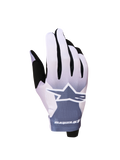 Alpinestars Radar Gloves 2027, lightweight motocross gloves in ash gray and light lilac with a white star logo.