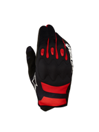 Alpinestars 2027 Techdura Gloves, Black and Bright Red motocross gloves with viscoelastic knuckle protection.