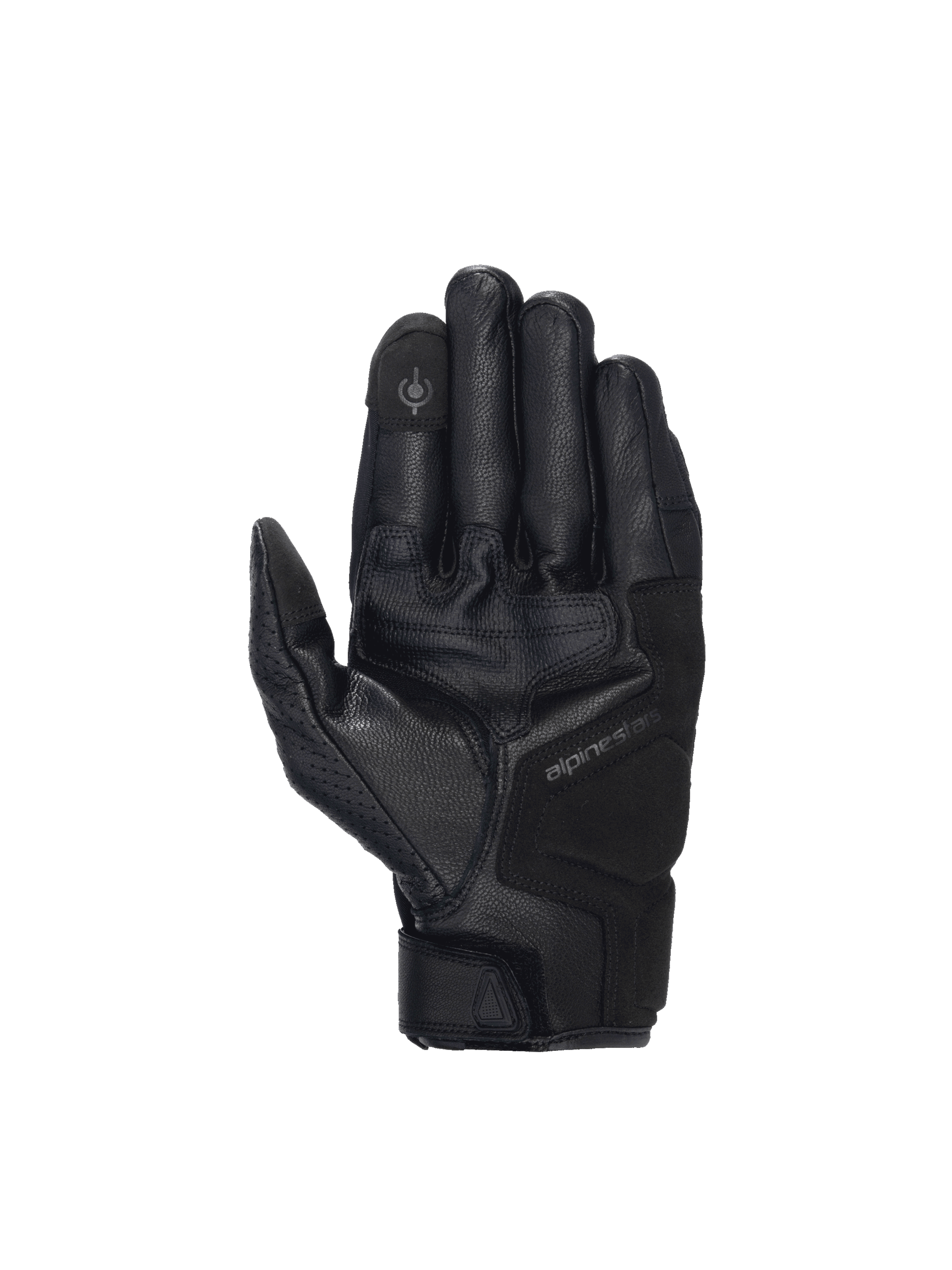 Alpinestars Celer V3 Gloves, black goat leather motorcycle road riding gloves with touchscreen index finger.