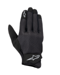 Alpinestars Stated Air Gloves, Motorcycle Gloves, Black, mesh backhand for maximum ventilation, white star logos on index finger and wrist strap, adjustable Velcro closure, lightweight synthetic material, streamlined urban design