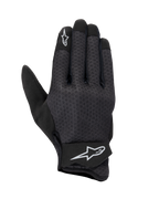 Alpinestars Stated Air Gloves, Motorcycle Gloves, Black, mesh backhand for maximum ventilation, white star logos on index finger and wrist strap, adjustable Velcro closure, lightweight synthetic material, streamlined urban design